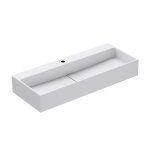 Doporro vasque  poser blanc mat lavabo de salle de bains suspendu 100cm lave mains rectangulaire avec ...