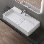 Doporro vasque à poser blanc mat lavabo de salle de bains suspendu 80cm lave mains rectangulaire avec ... Doporro vasque à poser blanc mat lavabo de salle de bains suspendu 80cm lave mains rectangulaire avec ...