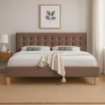 Lit - nuit dor - 120x190 - tte de lit capitonne - mdf - 1 place - marron