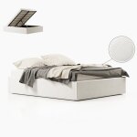 Sommier coffre de rangement room - tissu boucl crme - 140x190