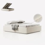 Sommier coffre de rangement room - velours ctel beige - 140x190