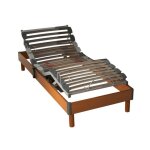 Sommier �lectrique de relaxation � lattes en bois m�risier 90x200 - bois fonc� - garantie 5 ans - someo ...