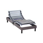 Sommier �lectrique de relaxation tout lattes tissu taupe 80x200 - taupe - garantie 5 ans - someo