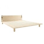 Sommier futon peek bed pin laqu� naturel couchage 160 cm 2 lampes de chevet