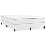 Sommier � lattes - garosa - 140x190 cm - similicuir blanc - pieds inclus - montage facile