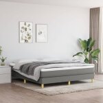 Sommier � lattes - garosa - gris fonc� - 180x200 cm - tissu 100% polyester - montage facile