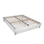 Sommier � lattes laine boucl�e blanc bianca - 160 x 200 cm