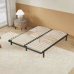 Sommier m�tal avec lattes en bois flexible (120x190) 2 doubles lattes de renfort lombaire 7 pieds lit ...