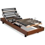 Sommier de relaxation lattes multiplis - vente - unique - 5 plans - fermet� r�glable - 80x200cm - cerisier ...