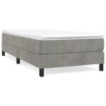 Sommier � ressorts - fydun - 80x200 cm - velours gris clair - pieds inclus - montage facile