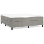 Sommier � ressorts - garosa - 200x200 cm - velours gris clair - 2 places - pieds inclus
