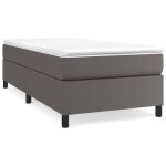Sommier � ressorts - garosa - 90x190 cm - similicuir gris - pieds inclus - montage facile