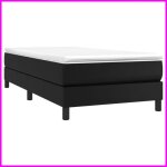Sommier  ressorts - keenso - 90x200 cm - similicuir noir - pieds robustes - lattes en contreplaqu