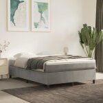 Sommier � ressorts de lit gris clair 140x190 cm velours - hb07761 - qiilu - a ressorts - pieds de lit ...
