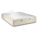 Sommier coffre tissu beige clair 140x190 h39cm sommeil de plomb - sommier en bois massif avec pieds bois ...