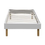 Mina - solide et confortable sommier tapissier blanc pieds en 20 cm pour matelas en 100x200 - 13 lattes ...