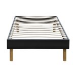 Gregory - solide et confortable sommier tapissier noir pieds en 20 cm pour matelas 70x190 en - 13 lattes ...