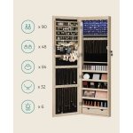 Songmics armoire  bijoux avec miroir pour colliers boucles d?oreilles verrouillable couleur chne jjc093m01 ...
