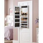 Songmics armoire  bijoux murale avec lumires led avec miroir de maquillage intgr 2 tiroirs verrouillable ...