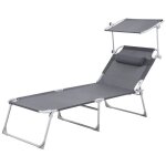 Songmics bain de soleil inclinable chaise longue transat pliable et pare soleil r�glable 210 x 72 x 38cm ...