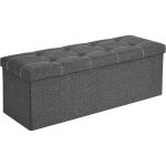 Songmics banc de rangement pliable - gris fonc - pouf coffre banquette - 110 x 38 x 38 cm - charge 300 ...