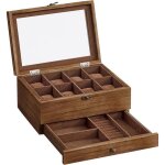 Songmics bote  montres 8 emplacements crin  montres en bois avec couvercle en verre couleur boise ...