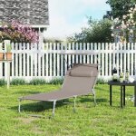 Songmics chaise longue bain de soleil transat de relaxation avec dossier parasol inclinables pliable ...