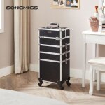 Songmics coffre  maquillage valise  maquillage 4 en 1 mallette de maquillage verrouillable avec roulettes ...