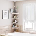 Songmics tagre de douche rglable en hauteur hauteur totale 95 - 300 cm en inox 4 niveaux 3 crochets ...