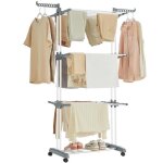 Songmics �tendoir � linge s�choir mobile � 4 niveaux avec roulettes pliable 64 x 126 x 172 cm grande ...