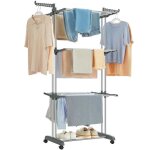 Songmics �tendoir � linge s�choir mobile � 4 niveaux avec roulettes pliable 635 x 128 x 173 cm grande ...