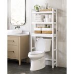 �tag�re dessus toilettes - songmics - meuble wc - blanc - 3 �tag�res r�glables