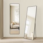 Songmics miroir int�gral 160 x 50 cm miroir rectangulaire sur pied cadre en alliage d?aluminium verre ...
