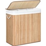 Songmics panier � linge 150 l3 compartimenits poign�es pliable sac amovible lavable en machine pour buanderie ...