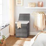 Songmics panier à linge de 90l corbeille à vêtements en rotin synthétique sac intérieur amovible gris ... Songmics panier à linge de 90l corbeille à vêtements en rotin synthétique sac intérieur amovible gris ...