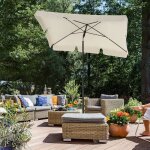 Songmics parasol de balcon rectangulaire 18 x 125 m sac de transport terrasse jardin sans socle beige ...