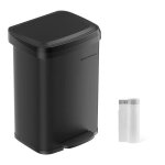 Songmics poubelle de cuisine 50l poubelle � p�dale en m�tal avec couvercle grande et haute noir