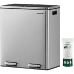 Songmics poubelle  double compartiment 2 x 30l avec 15 sacs poubelles pdales en mtal argent