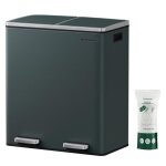 Songmics poubelle  double compartiment 2 x 30l avec 15 sacs poubelles pdales en mtal 2 seaux intrieurs ...