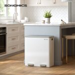 Songmics poubelle  double compartiment 2 x 30l avec 15 sacs poubelles pdales en mtal 2 seaux en plastique ...