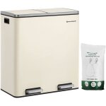 Songmics poubelle  double compartiment 2 x 30l avec 15 sacs poubelles pdales en mtal 2 seaux en plastique ...