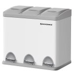 Songmics poubelle de recyclage poubelle � p�dales 3 - en - 1 poubelle 24l en m�tal pour cuisine durable ...