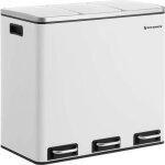 Songmics poubelle de recyclage poubelle de tri 3 x 18l 3 compartiments m�canisme tampon p�dales couvercleblanc ...