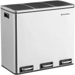 Songmics poubelle de tri 3 x 18l poubelle � p�dale 3 compartiments acier inoxydable seau en plastique ...