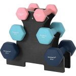 Songmics set d?halt�res 3 paires 2x1 kg 2x2 kg 2x3 kg support de rangement offert rev�tement en n�opr�ne ...