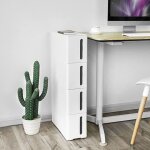 Songmics tour de rangement sur roulettes tagre plastique  4 niveaux gain de place 45 x 17 x 84 cm ...