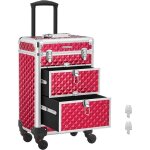 Songmics valise de maquillage professionnel mallette cosmtique avec 2 tiroirs 34 x 24 x 56 cm roulettes ...
