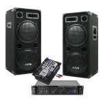 Sono 2480w avec 2 enceintes double boomer + 1 ampli sono + c�ble hp et c�ble pc id�al sonorisation salle ...