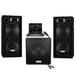 Sono dj pack sport 2800w cube 1512 avec caisson amplifi�e + encentes + cables hp et pc led pa dj led ...