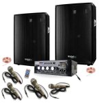 Sono karaoke 4 micros + ampli + 2 enceintes 300w pa dj sono mix led light soir�e familiale bar club maison ...